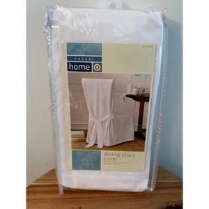 Target Home Casual White Dining Chair Cover Armless up to 42" 100% Cotton NEW